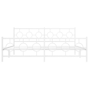 vidaXL Metal Bed Frame with Headboard and Footboard White 76"x79.9" King-7