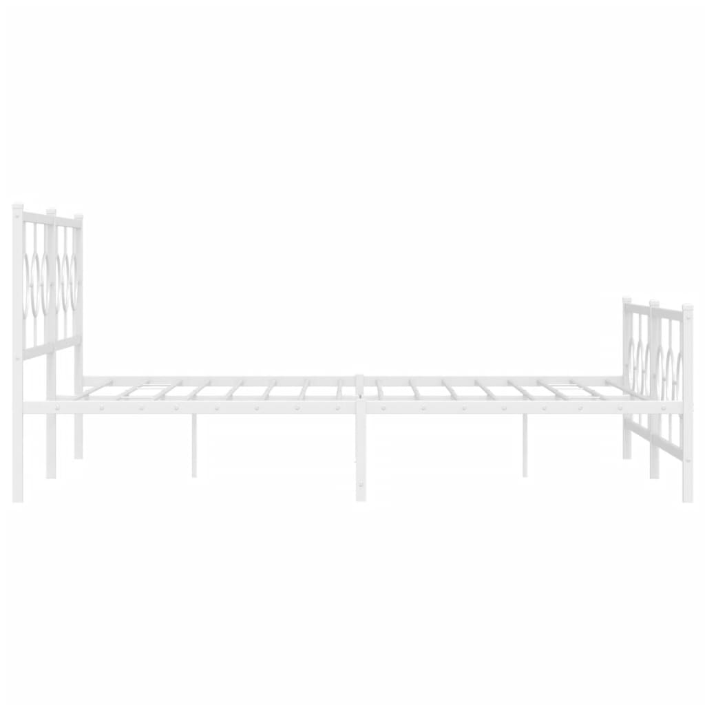 vidaXL Metal Bed Frame with Headboard and Footboard White 76"x79.9" King-8