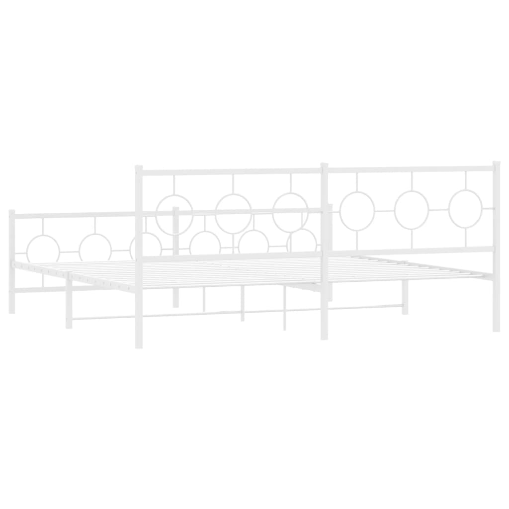 vidaXL Metal Bed Frame with Headboard and Footboard White 76"x79.9" King-9