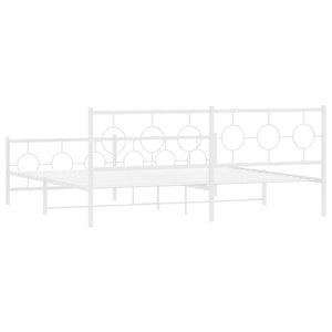 vidaXL Metal Bed Frame with Headboard and Footboard White 76"x79.9" King-9