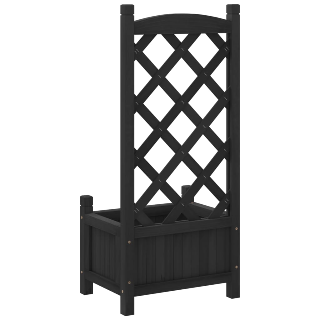 vidaXL Planter with Trellis Black Solid Wood Fir-5