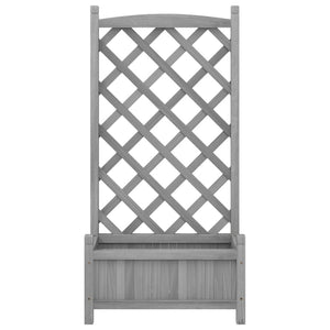 vidaXL Planter with Trellis Gray Solid Wood Fir-4