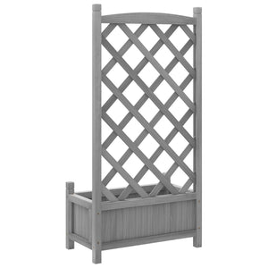 vidaXL Planter with Trellis Gray Solid Wood Fir-6