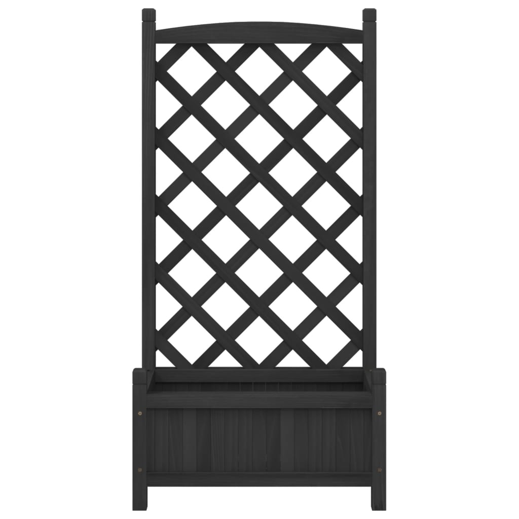 vidaXL Planter with Trellis Black Solid Wood Fir-4