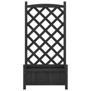 vidaXL Planter with Trellis Black Solid Wood Fir-4