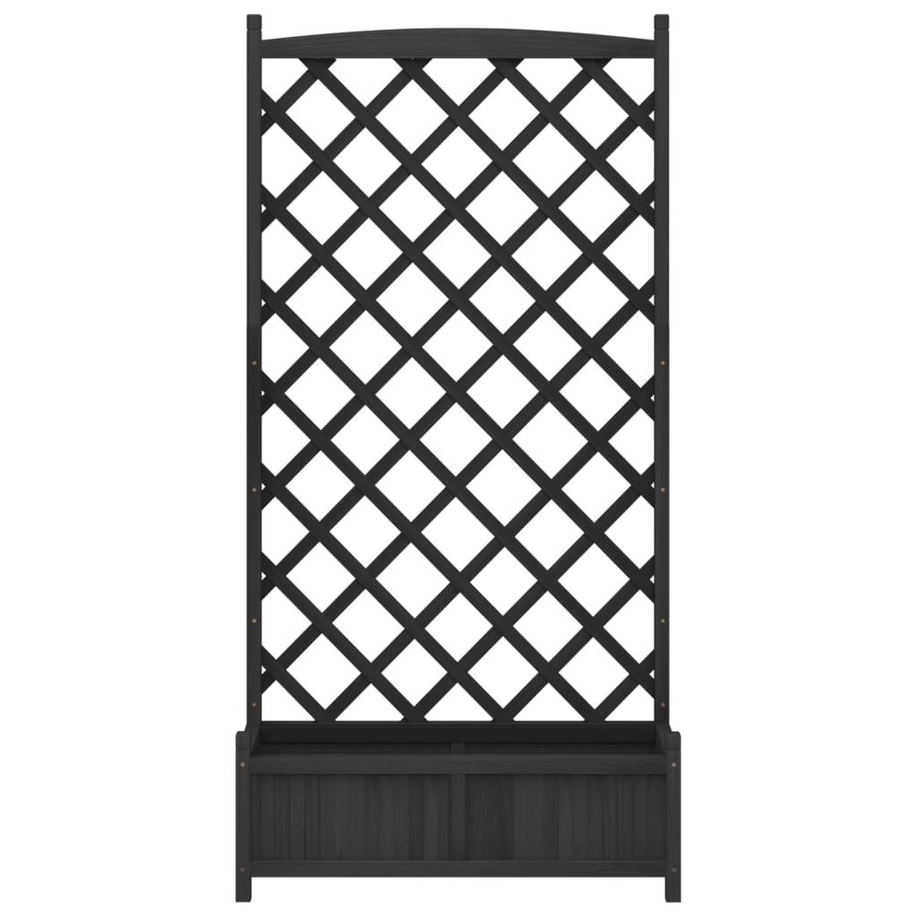 vidaXL Planter with Trellis Black Solid Wood Fir-4