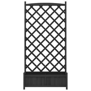 vidaXL Planter with Trellis Black Solid Wood Fir-4