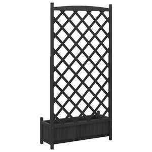 vidaXL Planter with Trellis Black Solid Wood Fir-6