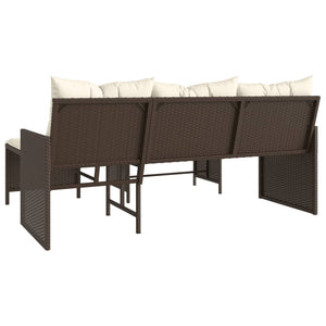 vidaXL Patio Sofa with Table and Cushions L-Shaped Beige Poly Rattan-13