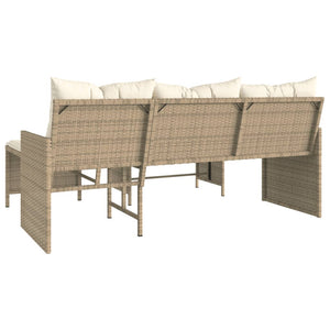 vidaXL Patio Sofa with Table and Cushions L-Shaped Beige Poly Rattan-23