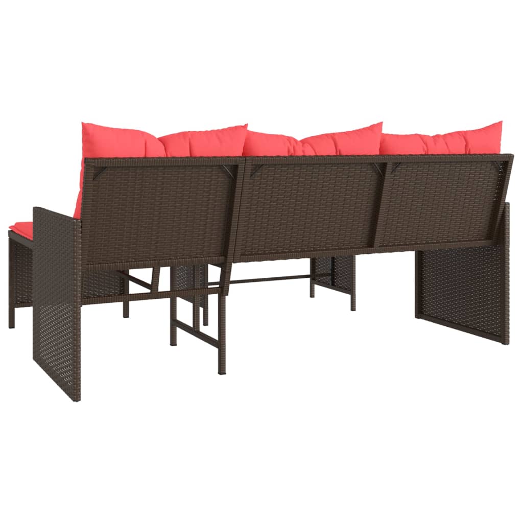 vidaXL Patio Sofa with Table and Cushions L-Shaped Black Poly Rattan-19