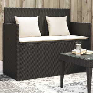 vidaXL Patio Bench with Cushions Beige Poly Rattan-17