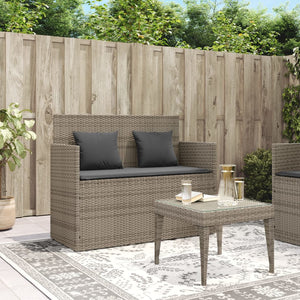 vidaXL Patio Bench with Cushions Beige Poly Rattan-22