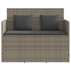 vidaXL Patio Bench with Cushions Beige Poly Rattan-30