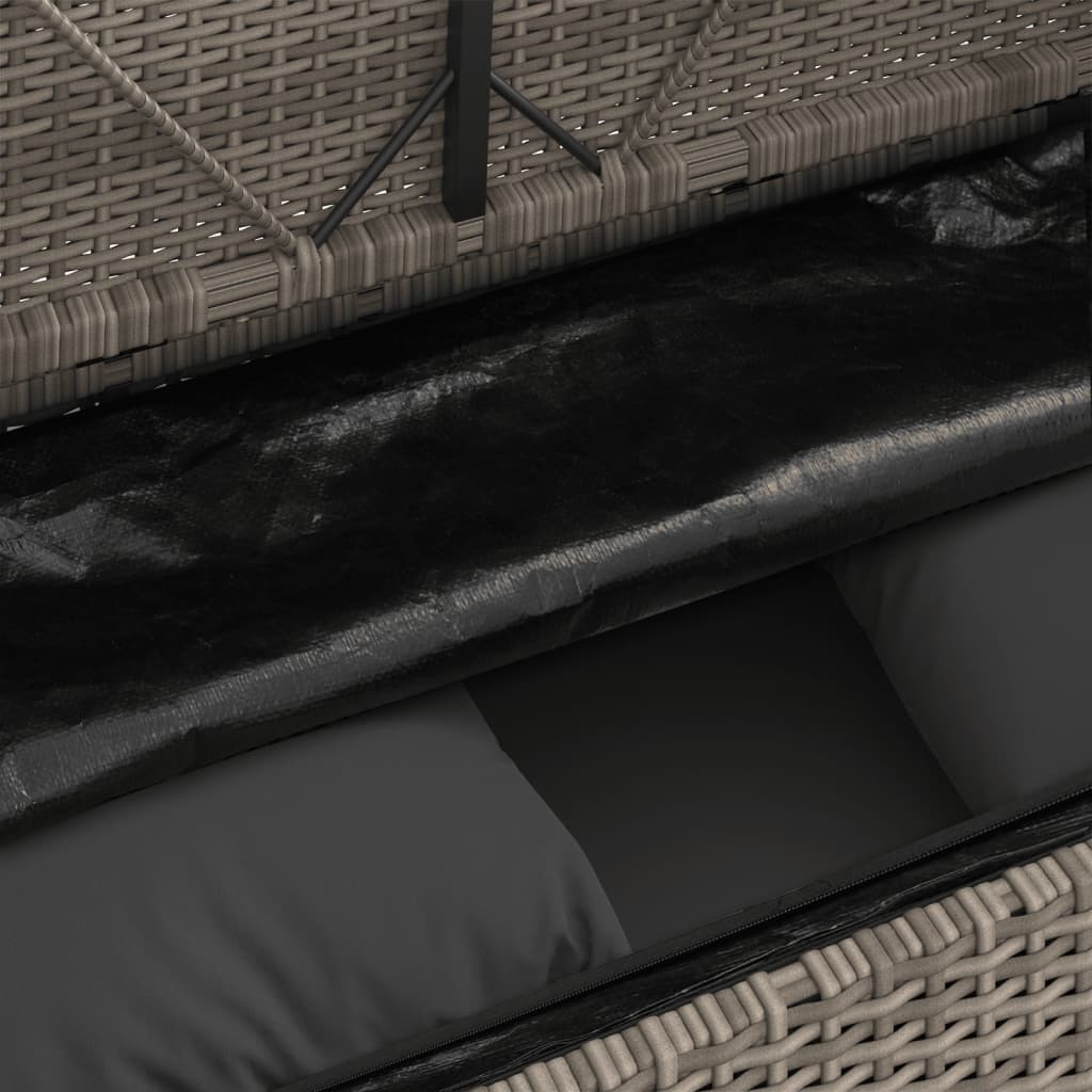 vidaXL Patio Bench with Cushions Beige Poly Rattan-0