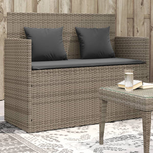 vidaXL Patio Bench with Cushions Beige Poly Rattan-18