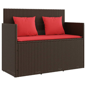 vidaXL Patio Bench with Cushions Black Poly Rattan-9