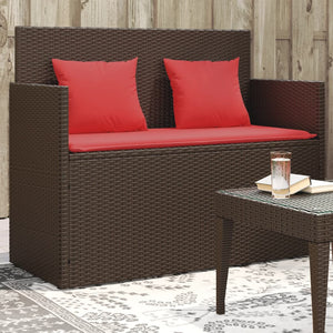 vidaXL Patio Bench with Cushions Black Poly Rattan-13