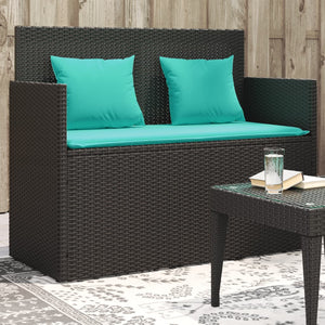 vidaXL Patio Bench with Cushions Black Poly Rattan-4