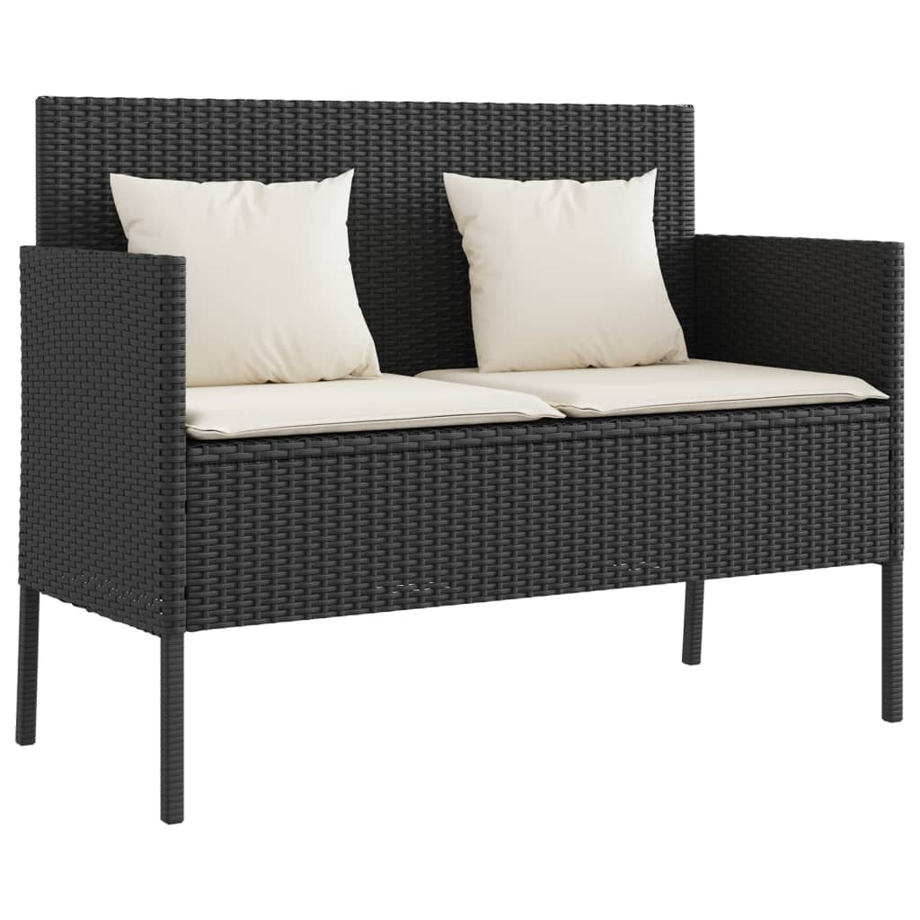 vidaXL Patio Bench with Cushions Park Outdoor Loveseat Furniture Poly Rattan-6