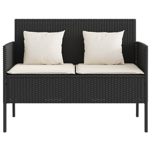 vidaXL Patio Bench with Cushions Park Outdoor Loveseat Furniture Poly Rattan-24