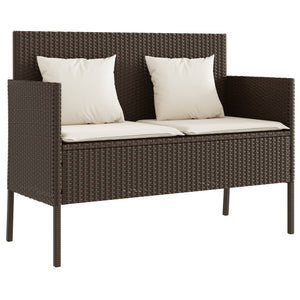 vidaXL Patio Bench with Cushions Park Outdoor Loveseat Furniture Poly Rattan-10