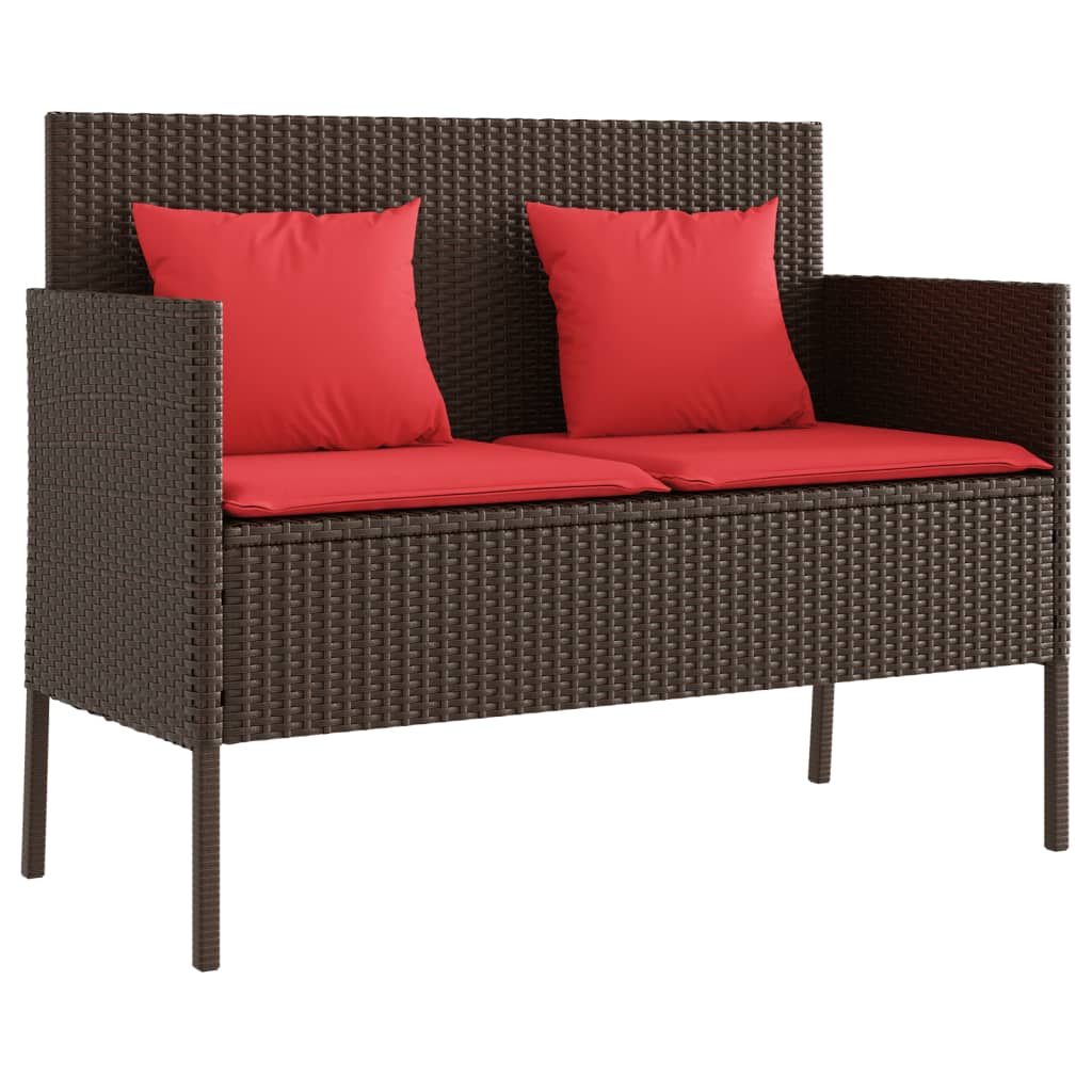 vidaXL Patio Bench with Cushions Outdoor Garden Loveseat Furniture Poly Rattan-9