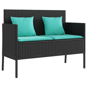 vidaXL Patio Bench with Cushions Outdoor Garden Loveseat Furniture Poly Rattan-0