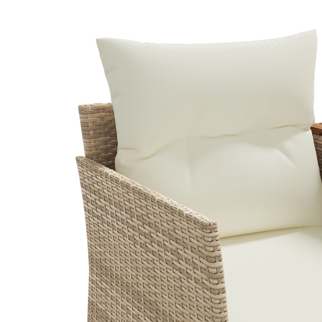 vidaXL Patio Sofa 2-Seater with Stools Beige Poly Rattan-8