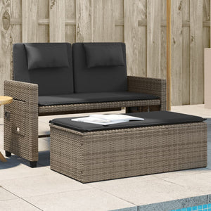 vidaXL Reclining Patio Bench with Cushions Outdoor Garden Balcony Poly Rattan-29