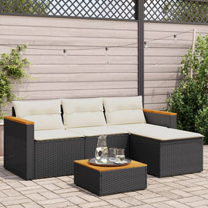 vidaXL 3 Piece Patio Sofa Set with Cushions Black Poly Rattan-1