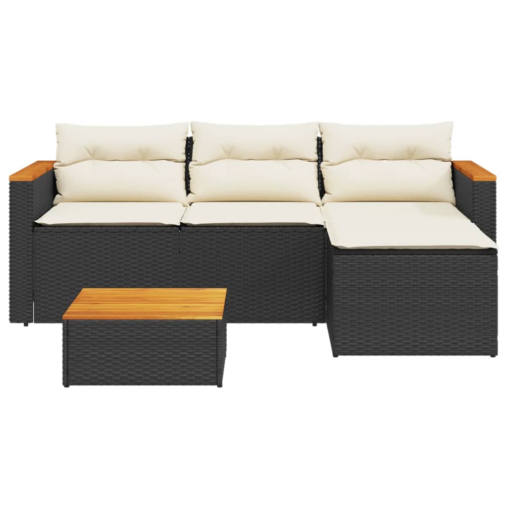 vidaXL 3 Piece Patio Sofa Set with Cushions Black Poly Rattan-3