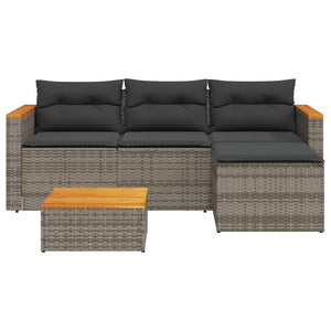 vidaXL 3 Piece Patio Sofa Set with Cushions Gray Poly Rattan-3