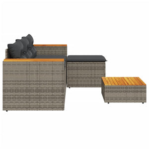 vidaXL 3 Piece Patio Sofa Set with Cushions Gray Poly Rattan-4