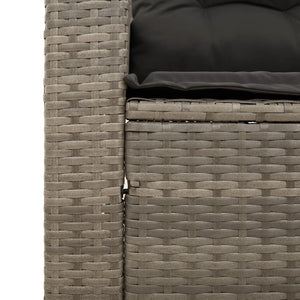 vidaXL Patio Sofa with Cushions 3-Seater Gray Poly Rattan-8