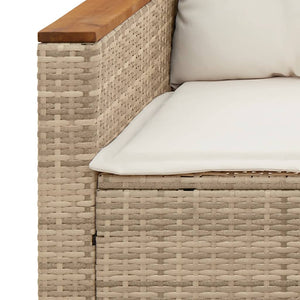 vidaXL Patio Sofa with Cushions 3-Seater Beige Poly Rattan-8