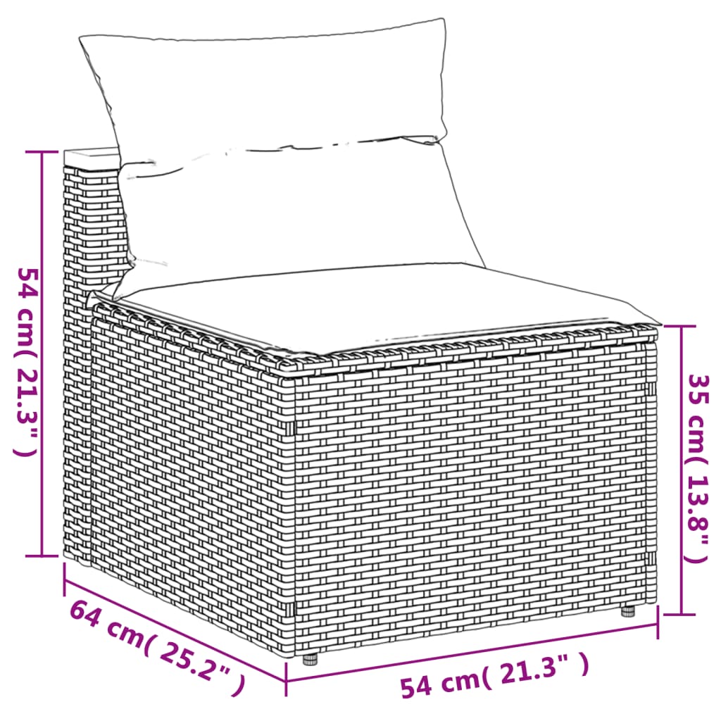 vidaXL Patio Sofas Armless with Cushions 2 pcs Beige Poly Rattan-23