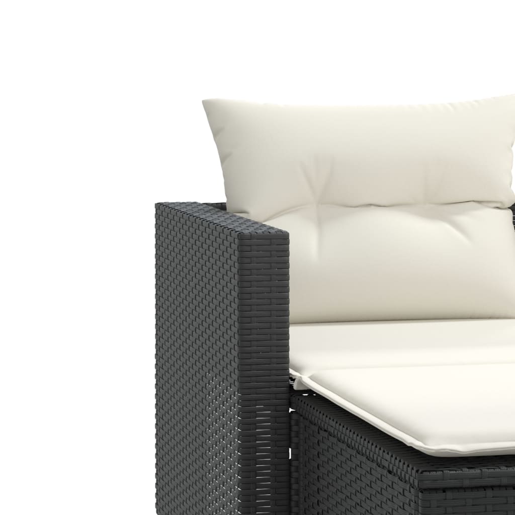 vidaXL Patio Sofa 2-Seater with Stools Black Poly Rattan-7