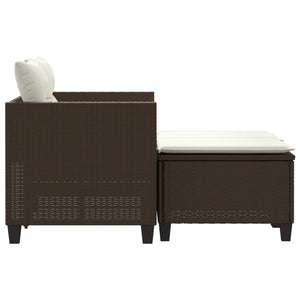 vidaXL Patio Sofa 2-Seater with Stools Brown Poly Rattan-5