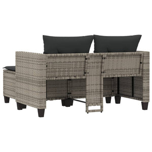 vidaXL Patio Sofa 2-Seater with Stools Gray Poly Rattan-6