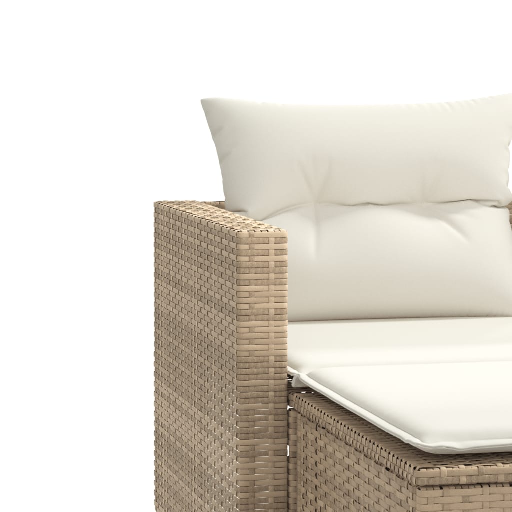 vidaXL Patio Sofa 2-Seater with Stools Beige Poly Rattan-7