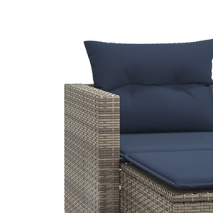 vidaXL Patio Sofa 2-Seater with Stools Gray Poly Rattan-7