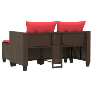 vidaXL Patio Sofa 2-Seater with Stools Brown Poly Rattan-4