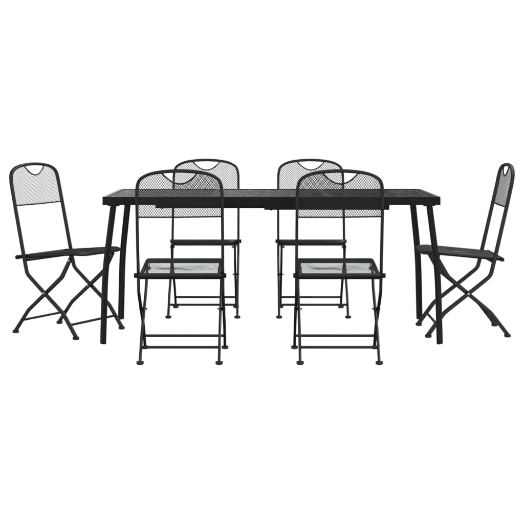 vidaXL Patio Dining Set Outdoor Furniture Conversation Anthracite Metal Mesh-2