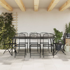 vidaXL Patio Dining Set Outdoor Furniture Conversation Anthracite Metal Mesh-5