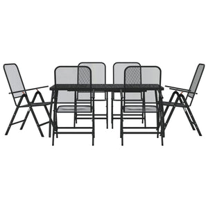 vidaXL Patio Dining Set Outdoor Furniture Conversation Anthracite Metal Mesh-2