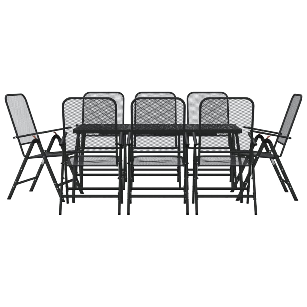 vidaXL Patio Dining Set Outdoor Furniture Conversation Anthracite Metal Mesh-3