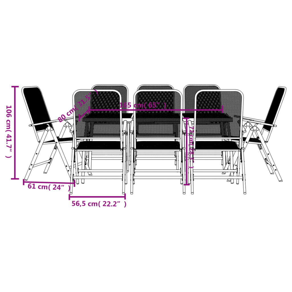 vidaXL Patio Dining Set Outdoor Furniture Conversation Anthracite Metal Mesh-13