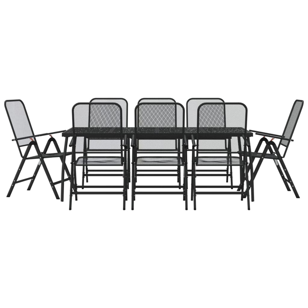 vidaXL Patio Dining Set Outdoor Furniture Conversation Anthracite Metal Mesh-47