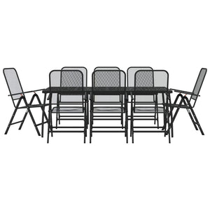 vidaXL Patio Dining Set Outdoor Furniture Conversation Anthracite Metal Mesh-47